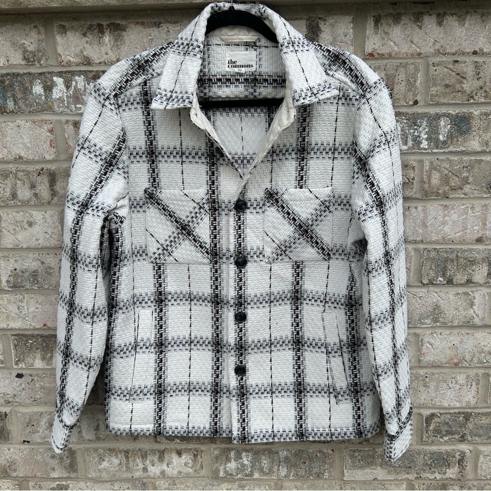The Commons Plaid Tweed Shacket Jacket Women's M Like New